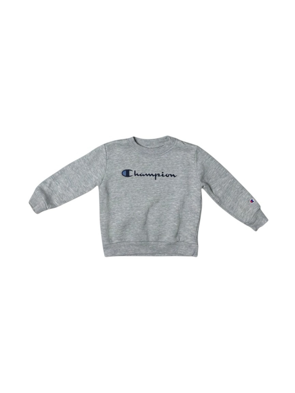Champion Kids Grey Crew Sweatshirt with Navy Logo